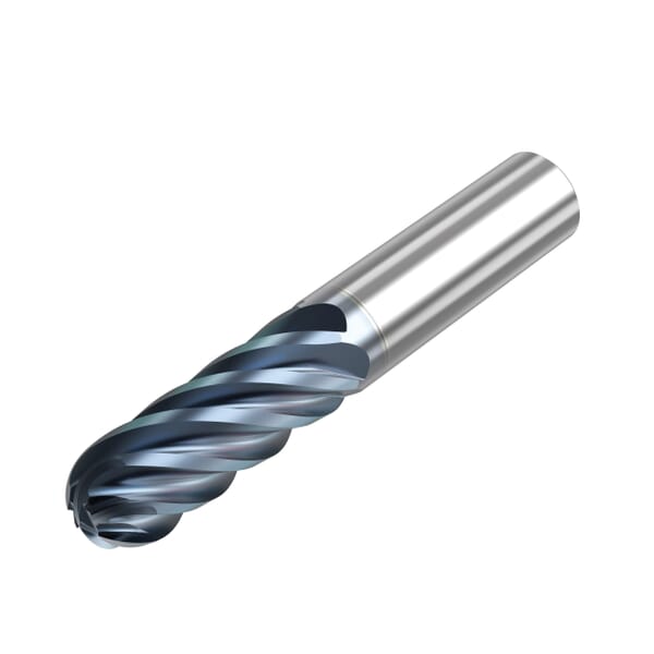 Seco Niagara Cutter 10008106 Elite S Series SB638 Short Length Ballnose End Mill, 3/4 in Dia Cutter, 1-3/4 in Length of Cut, 6 Flutes, 3/4 in Dia Shank, 4 in OAL, HTA Coated