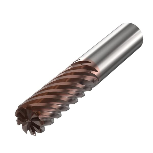 Seco 10008152 JS720 Short Length Corner Radius End Mill, 16 mm Dia Cutter, 1 mm Corner Radius, 44 mm Length of Cut, 9 Flutes, 16 mm Dia Shank, 99 mm OAL, HXT Coated