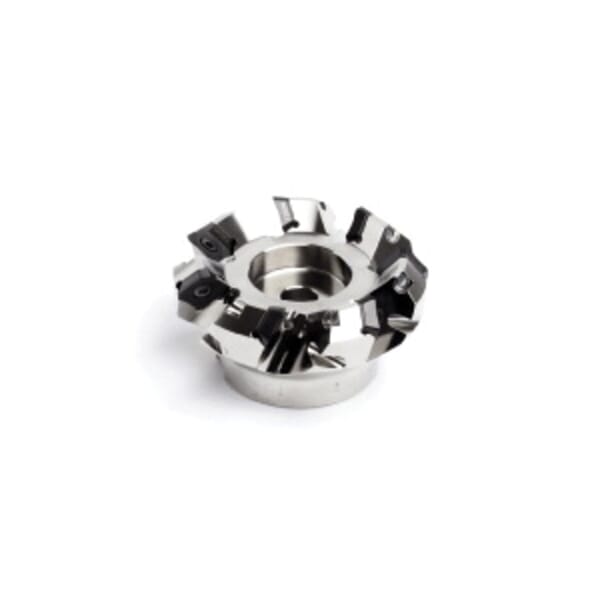 Seco 02486633 QuattroMill Single Sided Insert Indexable Face Mill, ANSI Code: R220.53-8160-15-10, 176 mm Dia Cutting, 90 mm Dia Shank, 63 mm OAL, 7.5 mm Max Depth of Cut, 40 mm Dia Arbor Hole, 45 deg Lead Angle