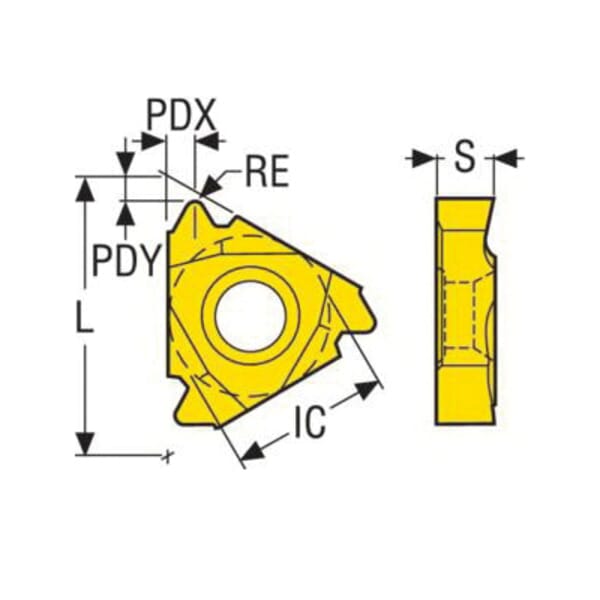 Seco 00064918 Snap-Tap Laydown Threading Insert, ANSI Code: 27ER5API404 CP300, 27ER Insert, 5 TPI, External Thread, API Rotary Drilling Connection Thread, Right Hand Cutting, Manufacturers Grade: CP300, Material Grade: P