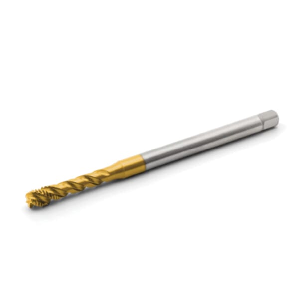 Seco 02880644 Threadmaster MTH-V025 Spiral Flute Tap, Right Hand Cutting, M6x1 Thread, H6 Thread Limit, Modified Bottoming Chamfer, Right Hand Flute Direction, 3 Flutes, TiN Coated, Cobalt