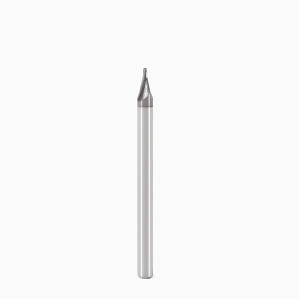 Seco JABRO Mini 00023268 JM915 Ball End Center Cutting Long Length Single End Mill, 0.039 in Dia Cutter, 0.039 in Length of Cut, 2 Flutes, 0.118 in Dia Shank, 1.574 in OAL, MEGA-T/PVD Coated