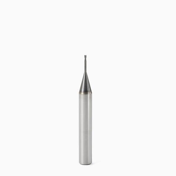 Seco JABRO Mini 00023303 Mini JM920 Center Cutting Single End Universal End Mill, 0.6 mm Dia Cutter, 0.05 mm Corner Radius, 0.9 mm Length of Cut, 2 Flutes, 6 mm Dia Shank, 50 mm OAL, MEGA-T/PVD Coated