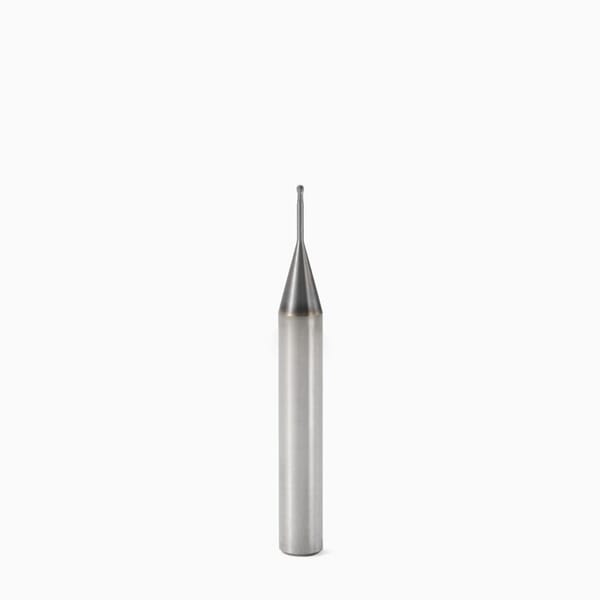 Seco JABRO Mini 00023337 JM925 Ball End Center Cutting Long Length Single End Mill, 0.019 in Dia Cutter, 0.019 in Length of Cut, 2 Flutes, 0.236 in Dia Shank, 1.968 in OAL, MEGA-T/PVD Coated