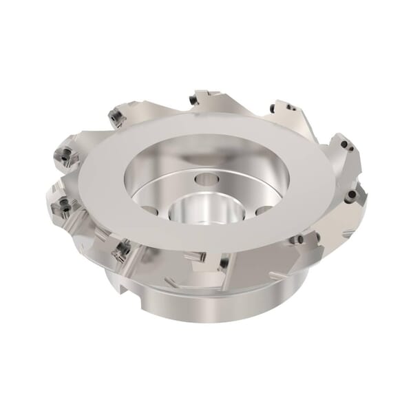 Seco 02448965 QuattroMill Single Sided Insert Indexable Face Mill, ANSI Code: R220.53-8160-12-7, 172 mm Dia Cutting, 90 mm Dia Shank, 63 mm OAL, R220.53 Insert, 6 mm Max Depth of Cut, 40 mm Dia Arbor Hole, 45 deg Lead Angle