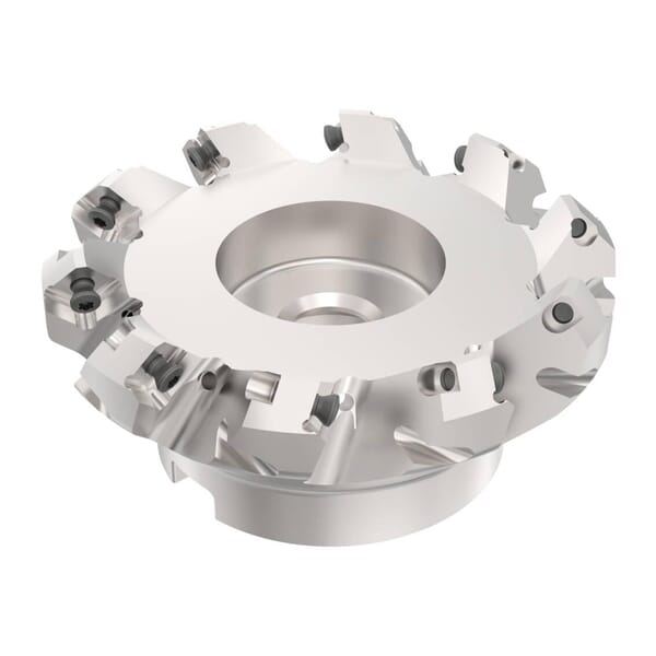 Seco 02486653 QuattroMill Single Sided Insert Indexable Face Mill, ANSI Code: R220.53-06.00-15-10, 175 mm Dia Cutting, 90 mm Dia Shank, 63 mm OAL, 7.5 mm Max Depth of Cut, 2 in Dia Arbor Hole, 45 deg Lead Angle
