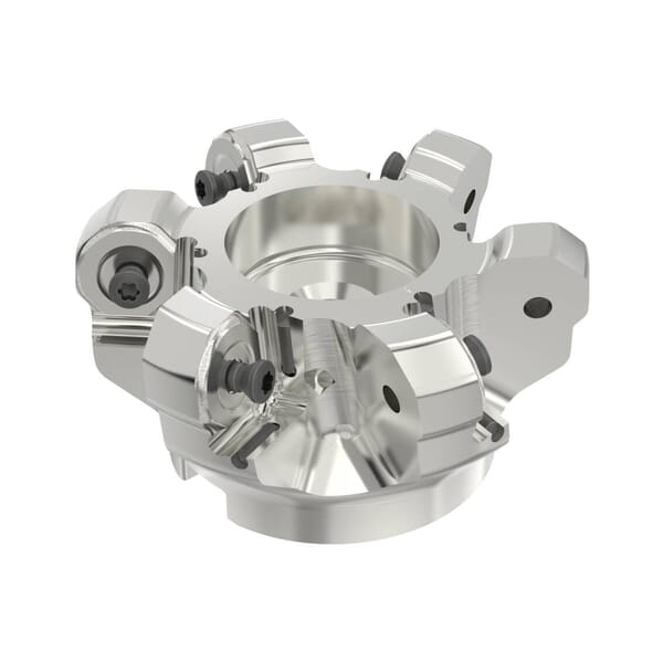 Seco 02670228 Double Octomill Double Sided Insert Indexable Face Mill With Internal Coolant Supply, ANSI Code: R220.48-0080-09-06SA, 95 mm Dia Cutting, 62 mm Dia Shank, 50 mm OAL, 6 mm Max Depth of Cut, 27 mm Dia Arbor Hole, 40 deg Lead Angle