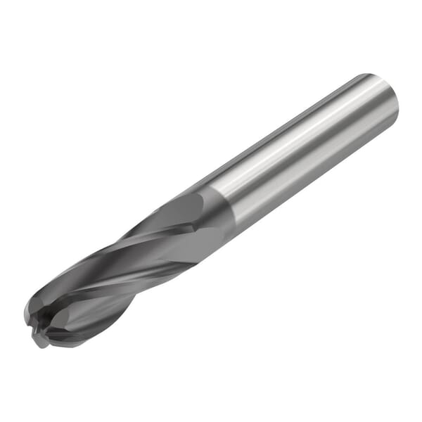 Seco JABRO Composites 02719949 JC850 Ball End Center Cutting Single End Mill, 3 mm Dia Cutter, 9 mm Length of Cut, 4 Flutes, 3 mm Dia Shank, 50 mm OAL, Dura/Diamond Coated