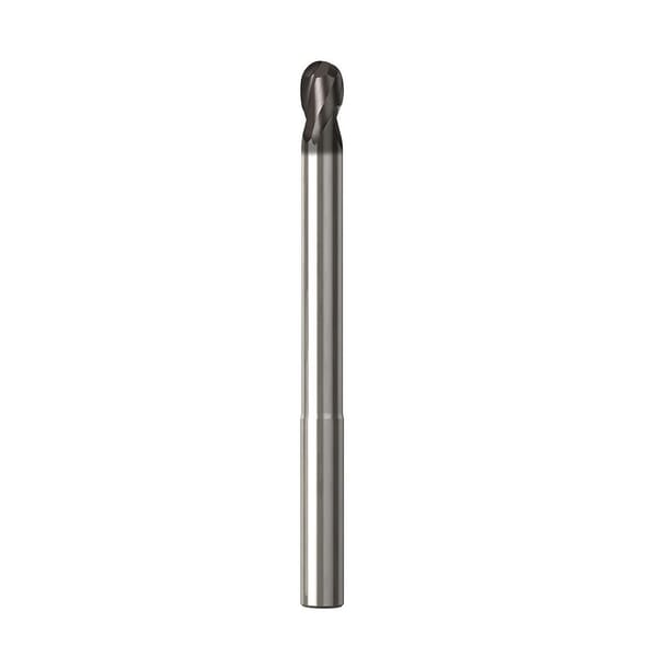 Seco JABRO Solid2 02928221 JS532 Ball End Center Cutting Long Length Medium Helix Single End Mill, 12 mm Dia Cutter, 16 mm Length of Cut, 2 Flutes, 16 mm Dia Shank, 75 mm OAL, NXT/PVD Coated
