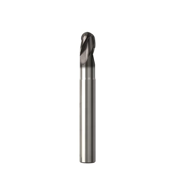 Seco JABRO Solid2 02928288 JS533 Ball End Center Cutting Medium Helix Regular Length Single End Mill, 2 mm Dia Cutter, 2 mm Length of Cut, 3 Flutes, 3 mm Dia Shank, 38 mm OAL, NXT/PVD Coated