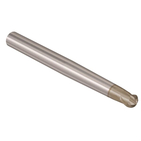 Seco JABRO Tornado 02970139 Tornado JH112 Ball Nose Center Cutting High Speed Machining High Precision Single End Mill, 8 mm Dia Cutter, 8 mm Length of Cut, 2 Flutes, 10 mm Dia Shank, 125 mm OAL, HXT/PVD Coated