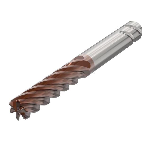 Seco JABRO Solid2 03060402 Solid2 JS720 High Performance Single End Mill, 25 mm Dia Cutter, 0.5 mm Corner Radius, 78 mm Length of Cut, 6 Flutes, 25 mm Dia Shank, 146 mm OAL, HXT/PVD Coated