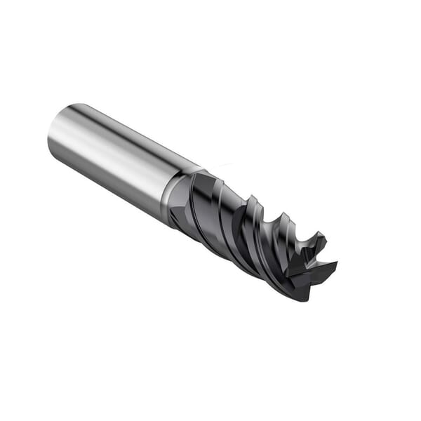 Seco JABRO Solid2 03093686 Solid2 JS554 High Performance Single End Universal End Mill, 25 mm Dia Cutter, 6 mm Corner Radius, 52 mm Length of Cut, 4 Flutes, 25 mm Dia Shank, 125 mm OAL, SIRON-A/PVD Coated