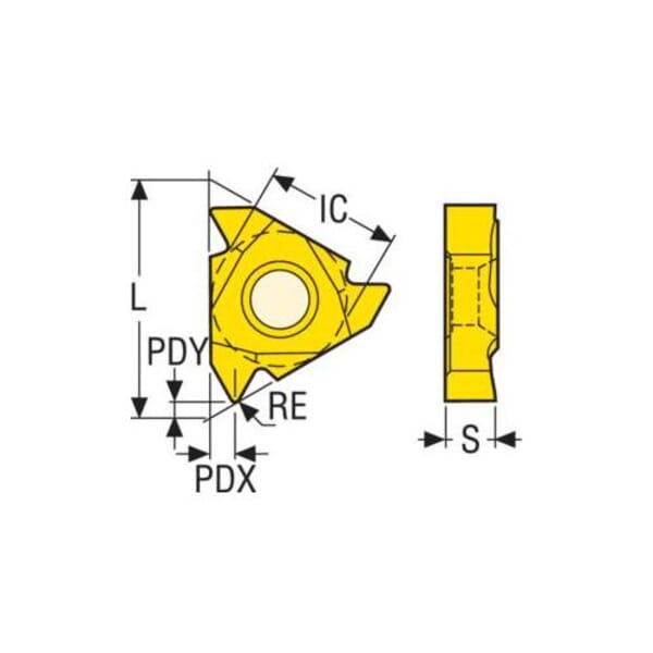 Seco 00045736 Snap-Tap Laydown Threading Insert, ANSI Code: 11NLA60 CP500, 11NLA Insert, 48 to 16 TPI, Internal Thread, 60 deg Partial Profile Thread, 0.5 to 1.5 mm Pitch, Left Hand Cutting, Manufacturers Grade: CP500, Material Grade: M
