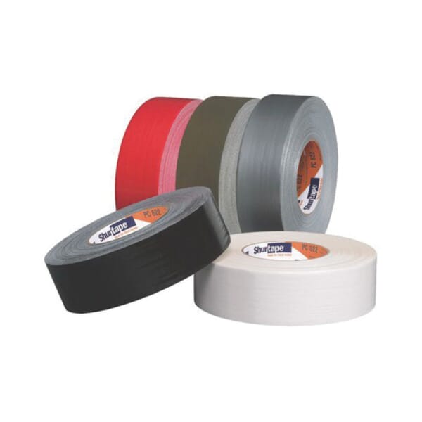 Shurtape 101146 PC 622 Premium-Grade Stucco Duct Tape, 55 m L x 48 mm W, 12.5 mil THK, Rubber Adhesive, Polyethylene Film with Cloth Carrier Backing, Black redirect to product page
