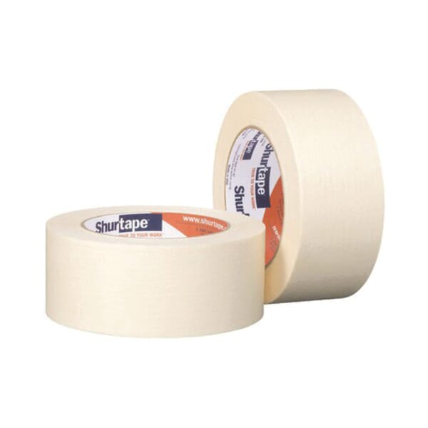 Shurtape 120407 CP 105 Economical General Purpose Masking Tape, 55 m L x 48 mm W, 4.6 mil THK, Synthetic Rubber Adhesive, Flexible Crepe Paper Backing redirect to product page