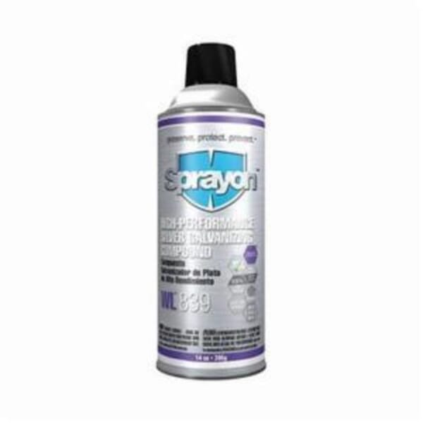 Sprayon S00839000 WL839 High Performance Silver Galvanizing Compound, 14 oz, Bright Silver, 10 to 15 sq-ft/can Coverage, Medium Gloss