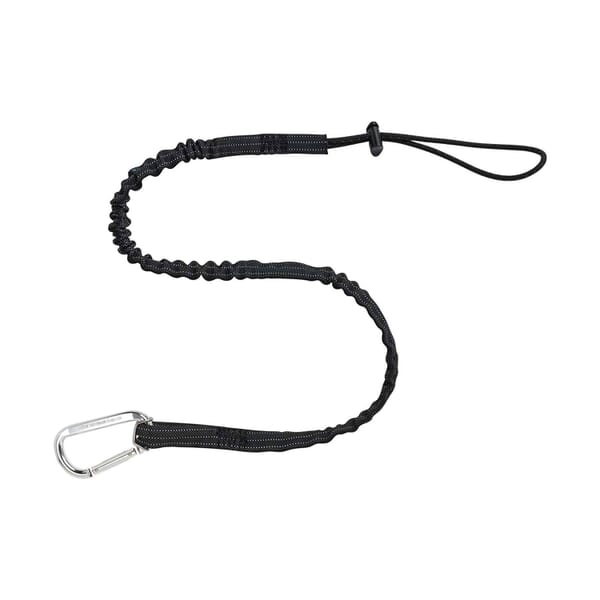 Squids 19012 3100 Extended Tool Lanyard, 10 lb Load Capcity, 42 to 54 in L, Aluminum Hardware, 1 Leg, Carabineer Anchorage Connection, Nylon Web, Black