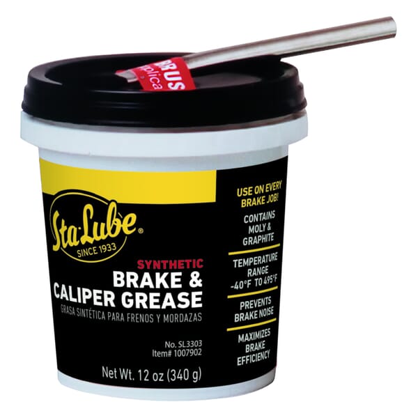 Sta-Lube SL3303 Non-Flammable Synthetic Brake and Caliper Grease With Brush, 12 oz Tub, Semi-Solid Grease, Black, Faint/Mild