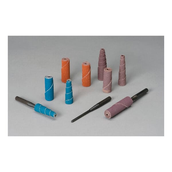 Standard Abrasives 7100102903 Full Tapered Cartridge Roll, 5/16 in Dia x 1-1/2 in OAL, 1/8 in Dia Pilot Hole, P120 Grit, Aluminum Oxide Abrasive