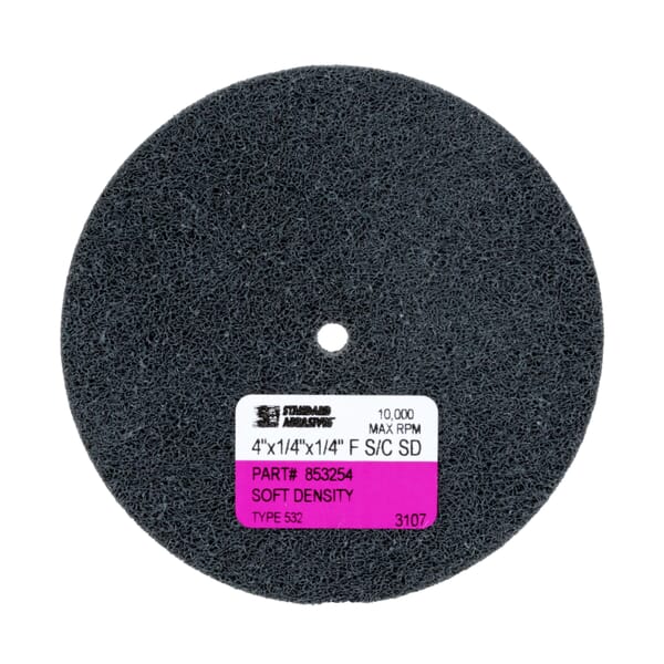 Standard Abrasives 7000121888 532 Unitized Wheel, 4 in Dia Wheel, 1/4 in Center Hole, 1/4 in W Face, Fine Grade, Silicon Carbide Abrasive