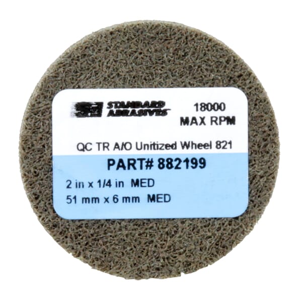 Standard Abrasives 7000122037 821 Quick-Change Unitized Wheel, 2 in Dia Wheel, 1/4 in W Face, Medium Grade, Aluminum Oxide Abrasive