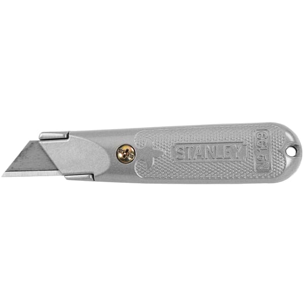Stanley Classic 199 10-209 Super Duty Utility Knife With Hang-Hole, Double Sided/Fixed Blade, 3 Blades Included, High Carbon Steel Blade, 5-3/8 in OAL