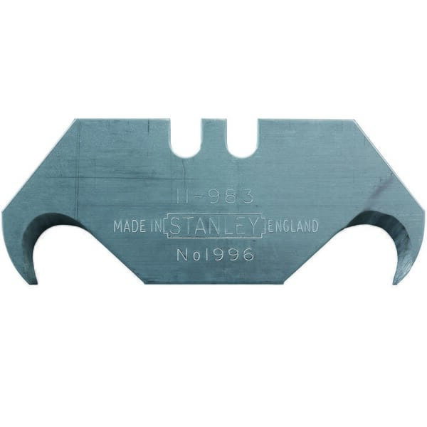 Stanley 1996 11-983 Utility Blade, Large Hook, Sharp Point, 1-7/8 in L x 3/4 in W, 0.025 in THK, High Carbon Steel