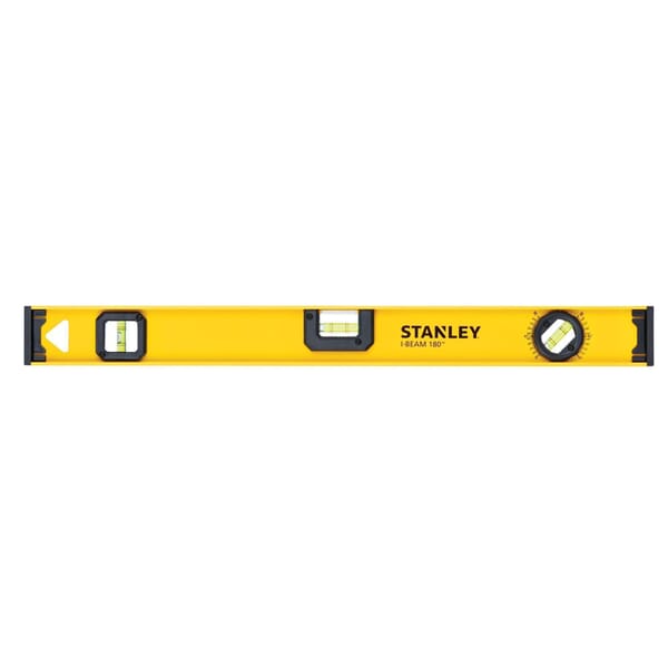 Stanley 180 42-324 Heavy Duty Non-Magnetic Standard I-Beam Level, 24 in L, 3 Vials, Aluminum, (1) Level/(1) Plumb/(1) 180 deg Vial Position, 0.0015 in Accuracy