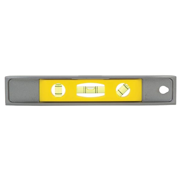 Stanley 42-465 Magnetic Base Torpedo Level, 9 in L, 3 Vials, Aluminum, (1) Plumb, (1) Level, (1) 45 deg Vial Position, 0.002 in Accuracy