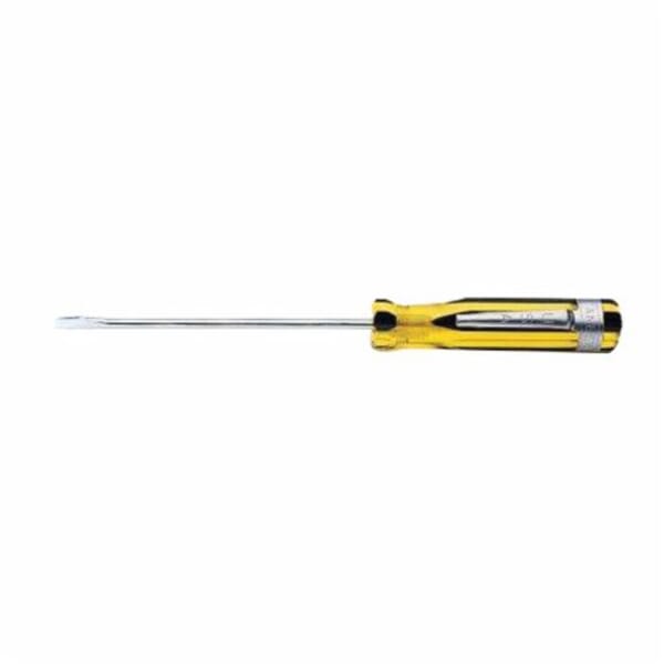 Stanley 100 PLUS 66-102 Pocket Standard Screwdriver With Pocket Clip, 3/32 in Keystone/Slotted Point, Alloy Steel Shank, 5-1/4 in OAL, Acetate Handle, Polished Chrome