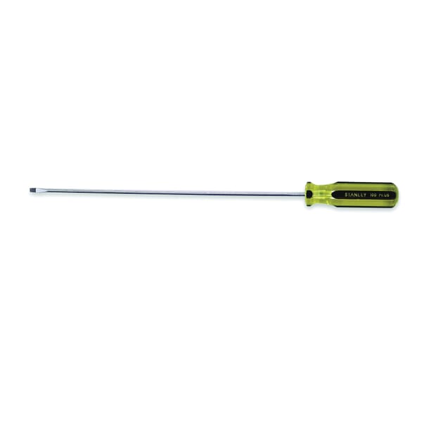 Stanley 100 PLUS 66-116 Extra Light Standard Screwdriver, 1/8 in Slotted Point, Alloy Steel Shank, 8-1/2 in OAL, Acetate Handle, Polished Chrome