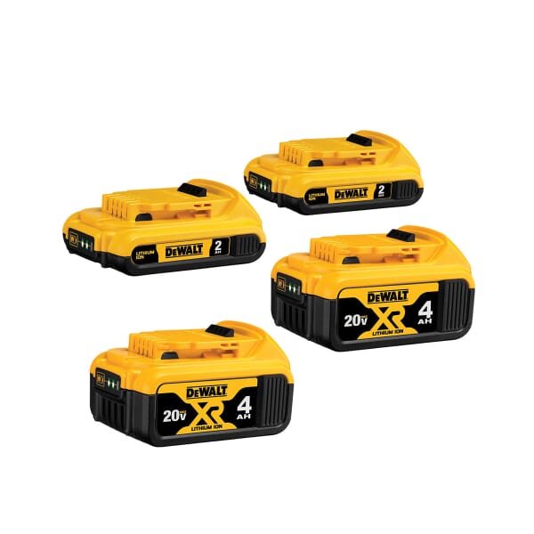 DeWALT DCB324-4 Battery Pack With 3-LED Fuel Gauge Charge Indicator, 4 and 2 Ah Lithium-Ion Battery, 20 V Charge, For Use With DeWALT 20 V MAX Cordless Tools and Chargers