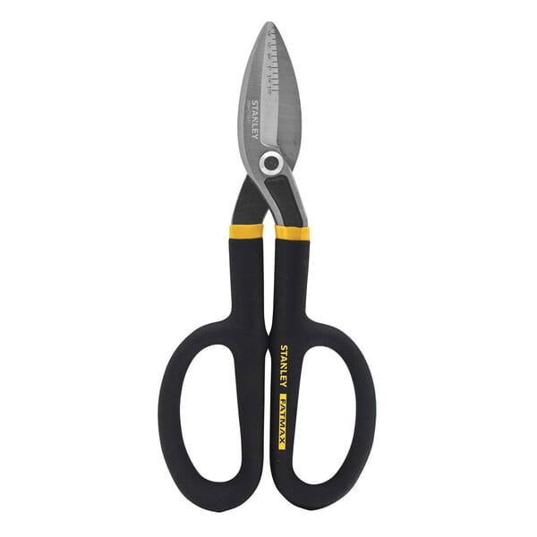 Stanley FatMax FMHT73571 All Purpose Tin Snip, 22 ga Cold Rolled Steel/26 ga Stainless Steel Cutting, 2 in L of Cut, Straight Snip, Forged Steel Blade, Double Dipped Grip