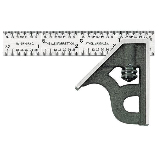 Starrett 11H-4-4R Combination Square Set, 2 Pieces, 4 in L, Hardened Steel Blade, Square Head