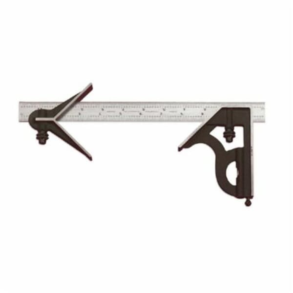 Starrett C11HC-18-16R Combination Square Set, 3 Pieces, 18 in L, Hardened Steel Blade, Square/Center Head