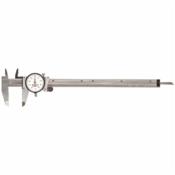 Starrett 120AZ-9 Accurate Direct Reading Reliable Dial Caliper With Wooden Case, 0 to 9 in, Graduation 0.001 in, 5/8 in Inside x 1-1/2 in Outside D Jaw, Stainless Steel, Satin