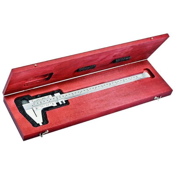 Starrett 123EMZ-12 Master Vernier Caliper With Wood Case, 0 to 12 in Measuring, Graduations 0.001 in, 2-5/16 in D Jaw, Fine Tool Steel, Satin Chrome