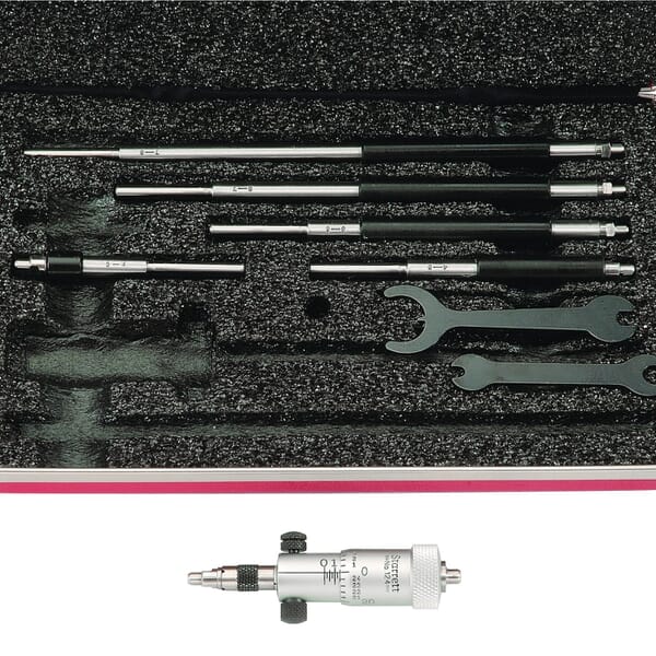 Starrett 124AZ Solid Rod Inside Micrometer Set, 2 to 8 in, Graduations: 0.001 in, Steel