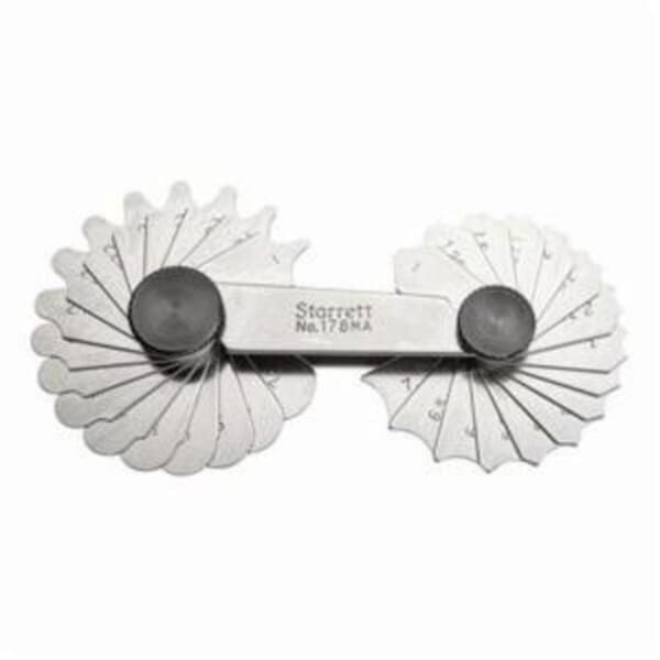 Starrett 178MA Fillet/Radius Gage With Locking Device, 1 to 3 mm, 34 Leaves, Stainless Steel