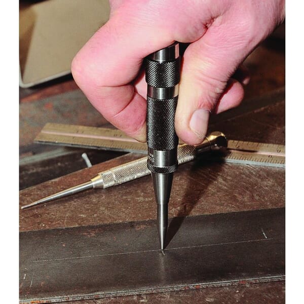 Starrett 18C Automatic Heavy Duty Center Punch With Adjustable Stroke, 11/16 in Tip, 5-1/4 in OAL, Steel Tip