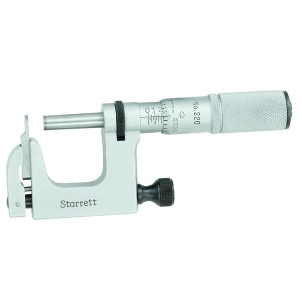 Starrett 220XFL-1 Multi-Anvil Micrometer, 0 to 1 in Measuring, Graduations 0.001 in, Forged Steel, Satin Chrome