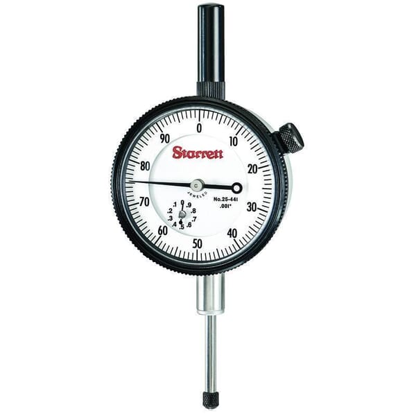 Starrett 25-441J WCSC 25 Series AGD Group 2 Continuous Dial Indicator, 1 in, 0 to 100 Dial Reading, 0.001 in, 2-1/4 in Dial