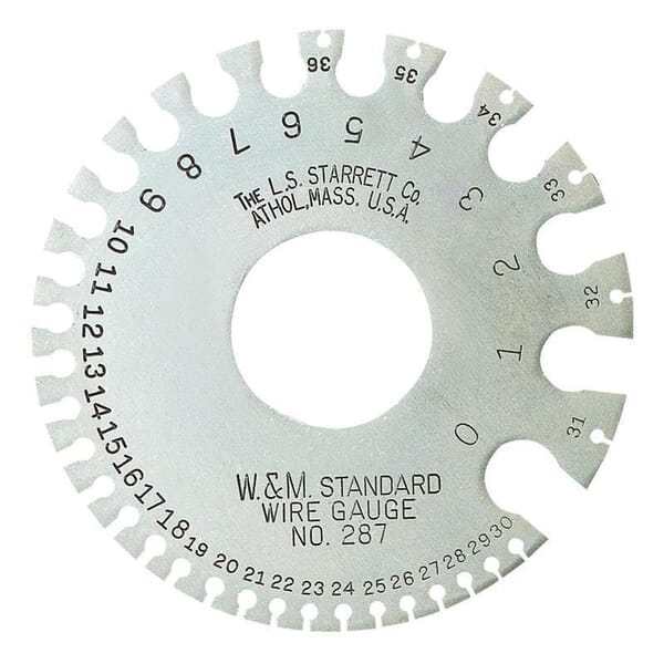 Starrett 287 American Standard Wire Gage, 0.3065 to 0.009 in Measuring, 3-3/16 in Dia