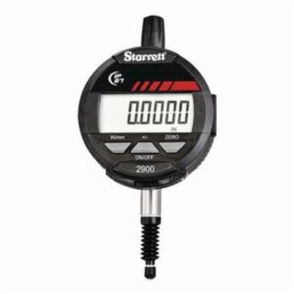 Starrett 365276 2900 Electronic Indicator, 1 in Measuring, +/-0.00012 in, +/-0.003 mm Accuracy, 0.0001 in/0.002 mm Resolution, LCD Display