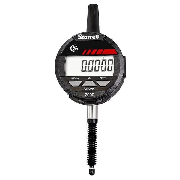 Starrett 365304 2900 Electronic Indicator, 1 in Measuring, +/-0.001 in Accuracy, 0.0005 in Resolution, LCD Display