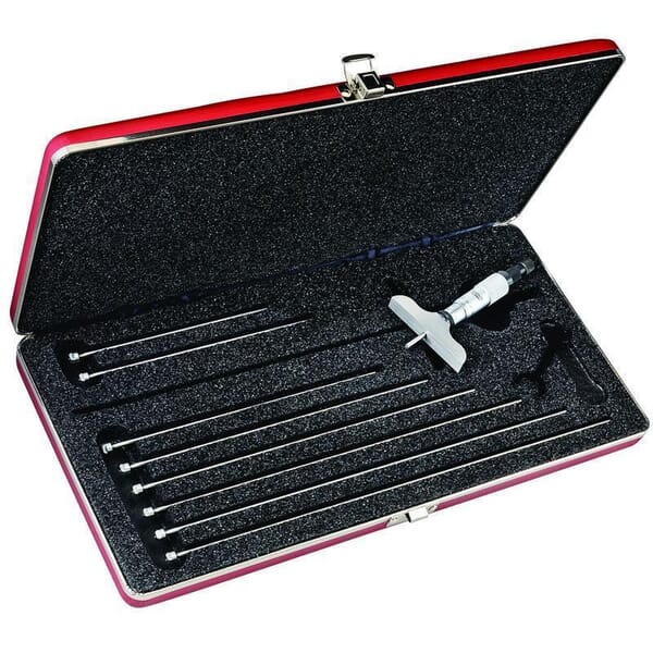 Starrett 440MZ-225RL Mechanical Depth Micrometer With Padded Case, 0 to 225 mm, Graduations: 0.01 mm