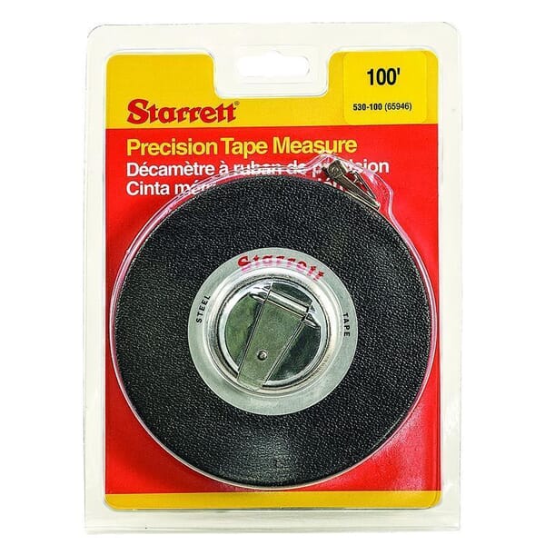 Starrett Exact 530-100 Global Series Long Measuring Tape, 100 ft L x 3/8 in W Blade, Steel Blade, Imperial Measuring System, 1/8 in Graduation