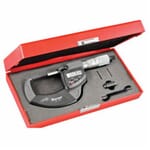 Starrett 796XRL-2 Electronic Digital Outside Micrometer, 1 to 2 in Measuring, Graduations 0.00005 in, LCD Display, Carbide Tip, Satin Chrome
