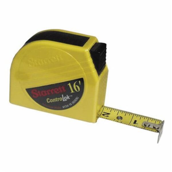 Starrett AY34-16 791 Top Mount Measuring Tape, 16 ft L x 3/4 in W Blade, Imperial/Metric Measuring System, S1 Graduation